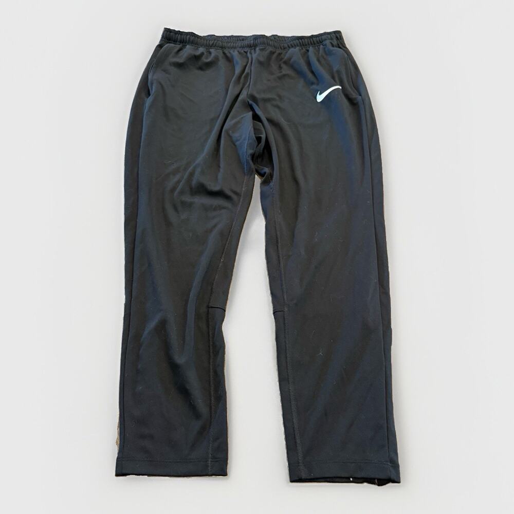 Nike Dri-FIT Mens Black Tapered Ankle Zip Drawstring Track Pants Size XL FD7672